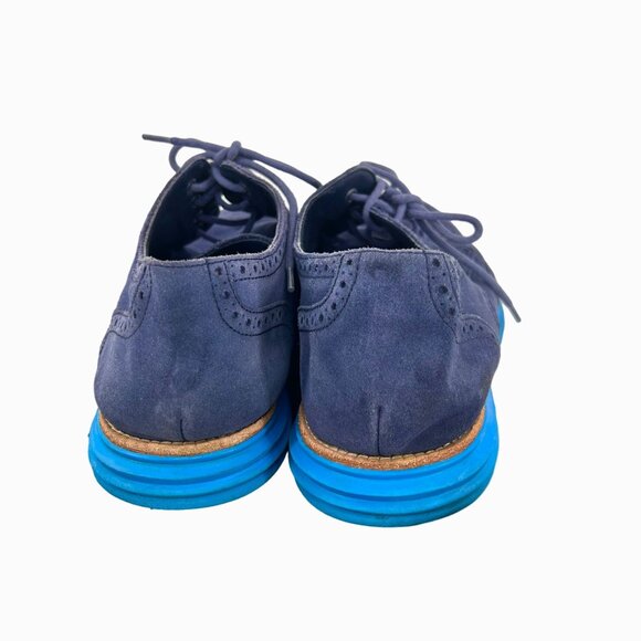COLE HAAN BLUE SUEDE LUNAGRAND LUNARLON WINGTIP OXFORD LOAFER  w/ BAG main image 5